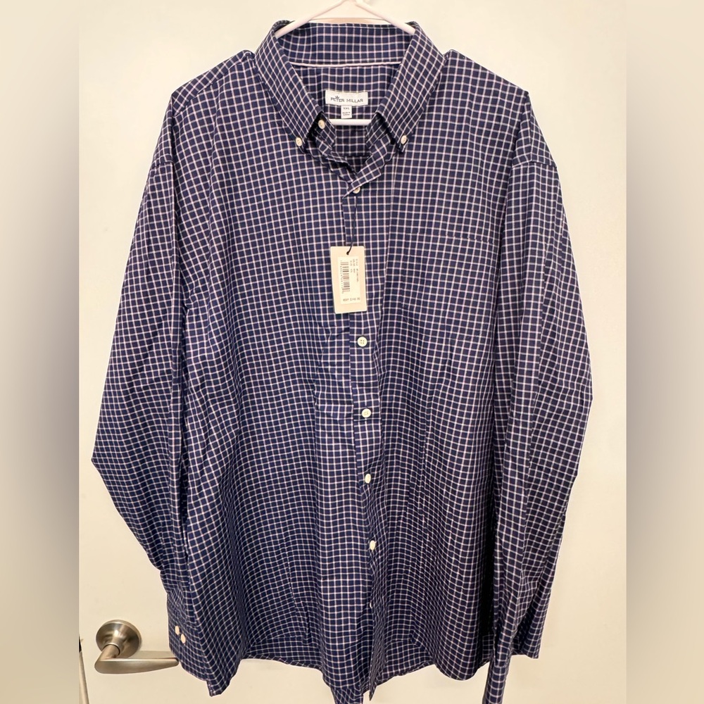 Peter Millar long sleeve shirt new with tag XXL Navy blue